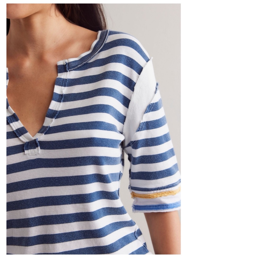 💙NWT’S! FREE PEOPLE Fast Line Tee L Lightweight Shirt Top *Exposed Seams* - Picture 4 of 10